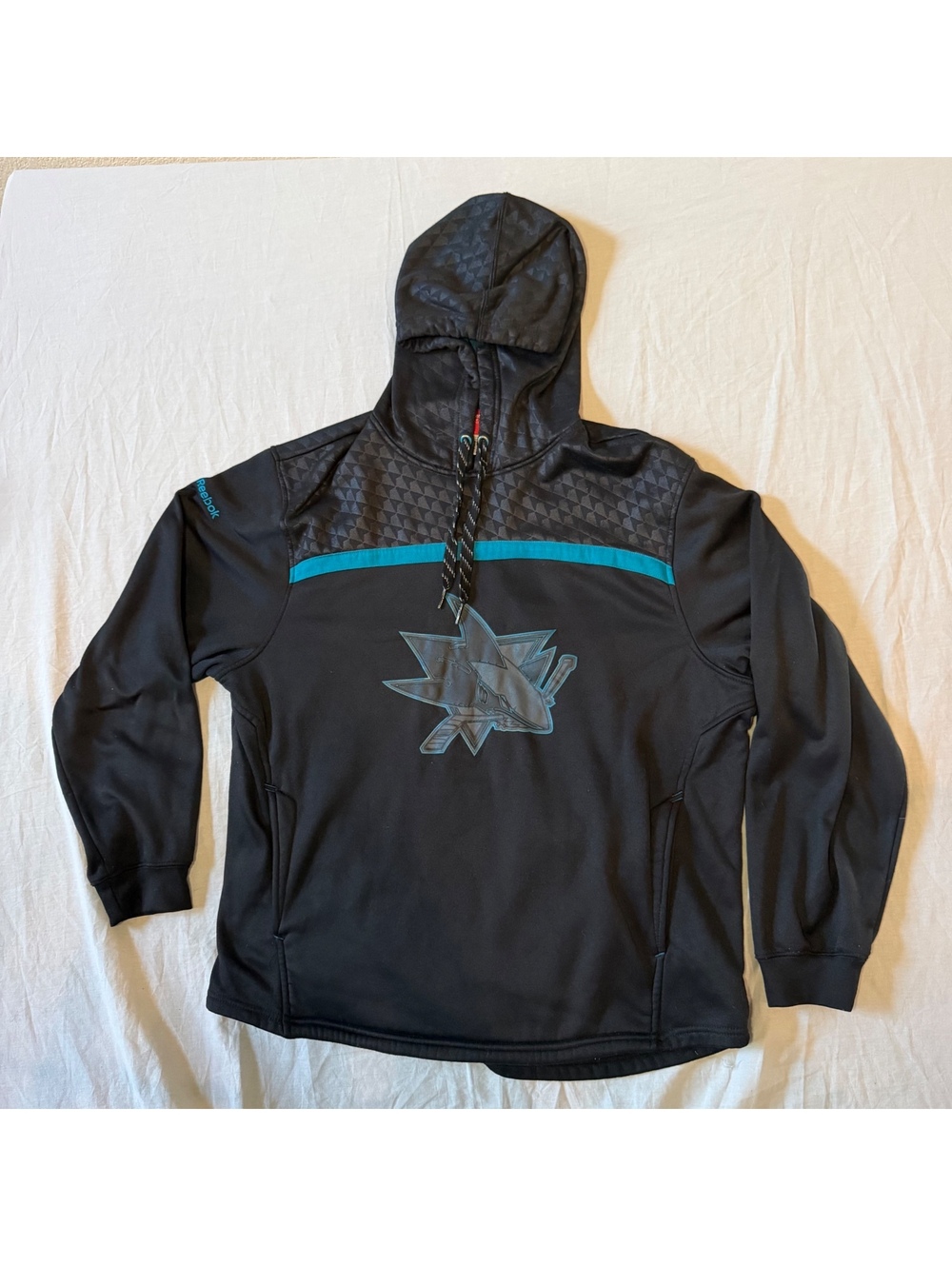 Reebok Face Off Collection San Jose Sharks hooded pullover jacket black teal